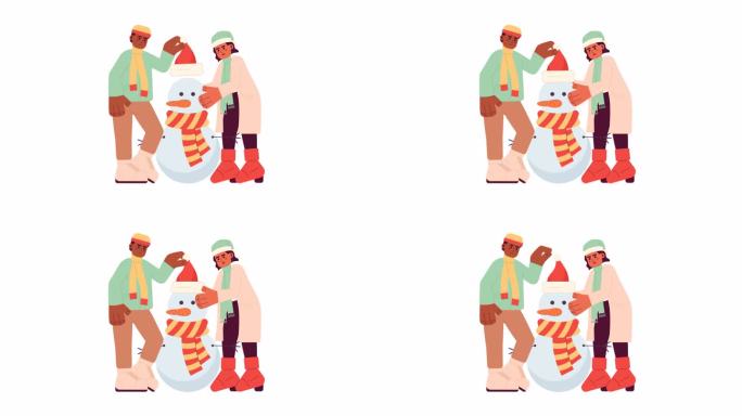 雪人搭建圣诞传统卡通动画