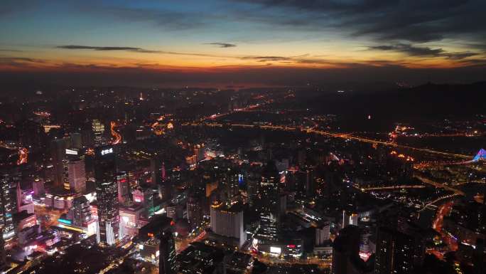 无锡城市大景市区梁溪区夜景航拍4k