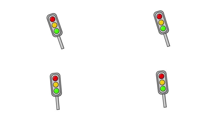 白色背景上交通灯形状的动画视频
