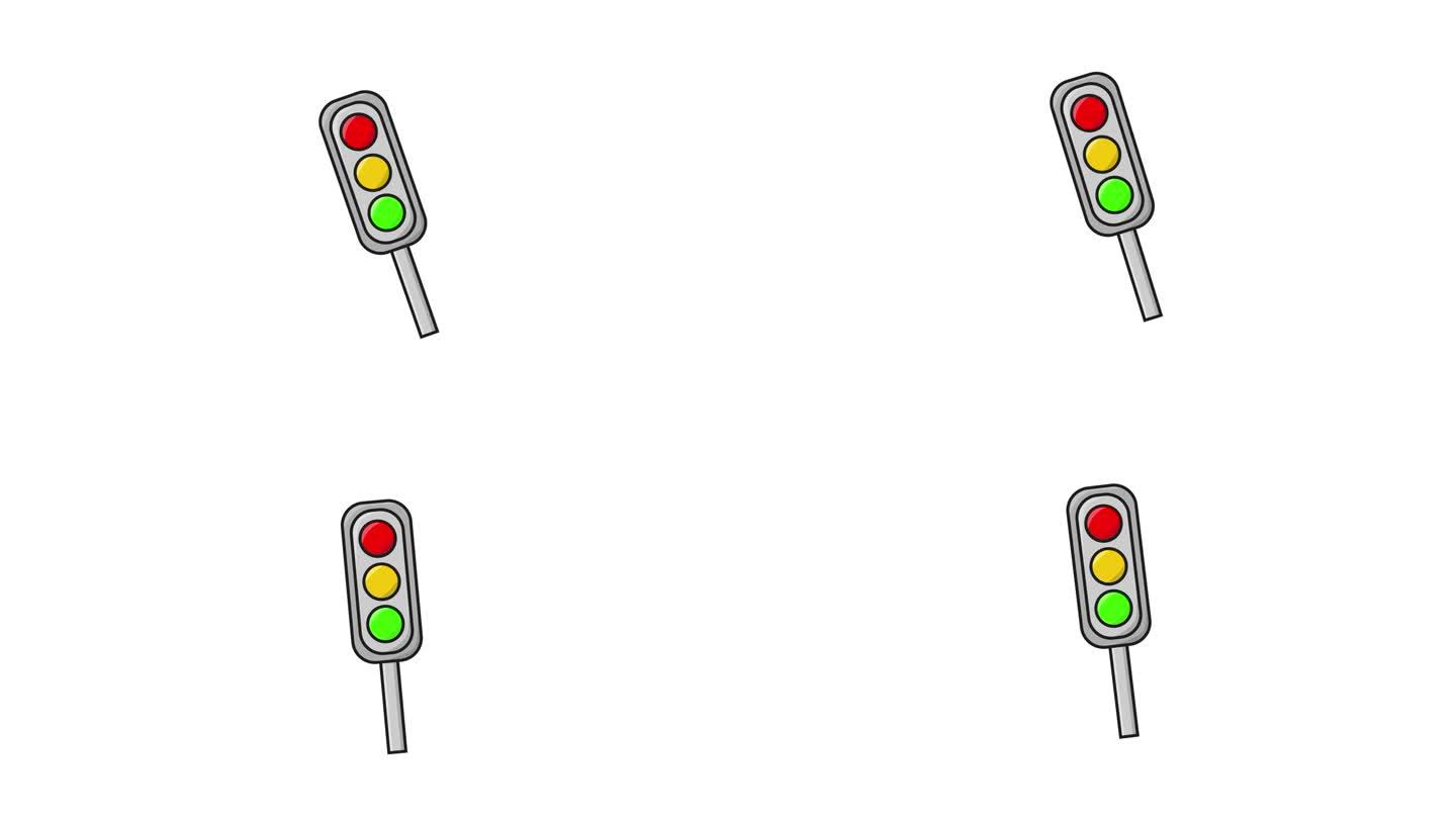 白色背景上交通灯形状的动画视频