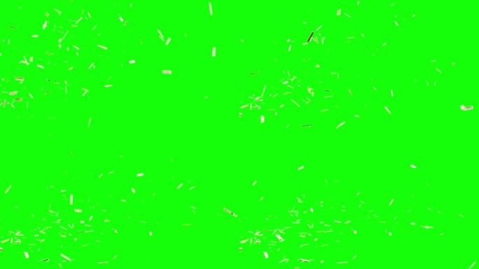 木片散落在屏幕左侧，落在想象的平面上，绿色屏幕背景，动画覆盖色度键混合透明选项。