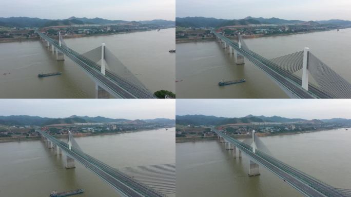 广西高速公路梧柳高速扶典口西江特大桥航拍