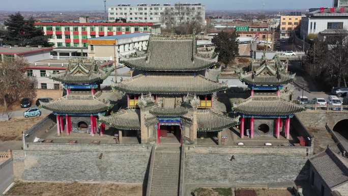 澄城县城隍庙县城地标景点寺庙拜佛城市航拍