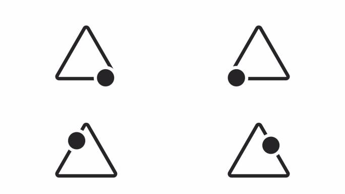 带点的三角形顺时针旋转黑白加载动画