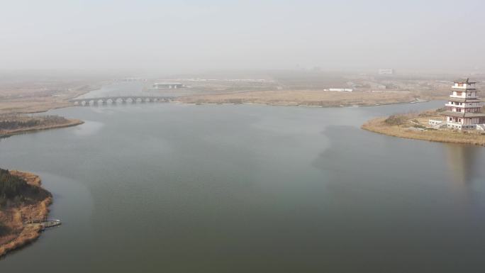 蒲城县著名景点5A景区卤阳湖公园河流风光