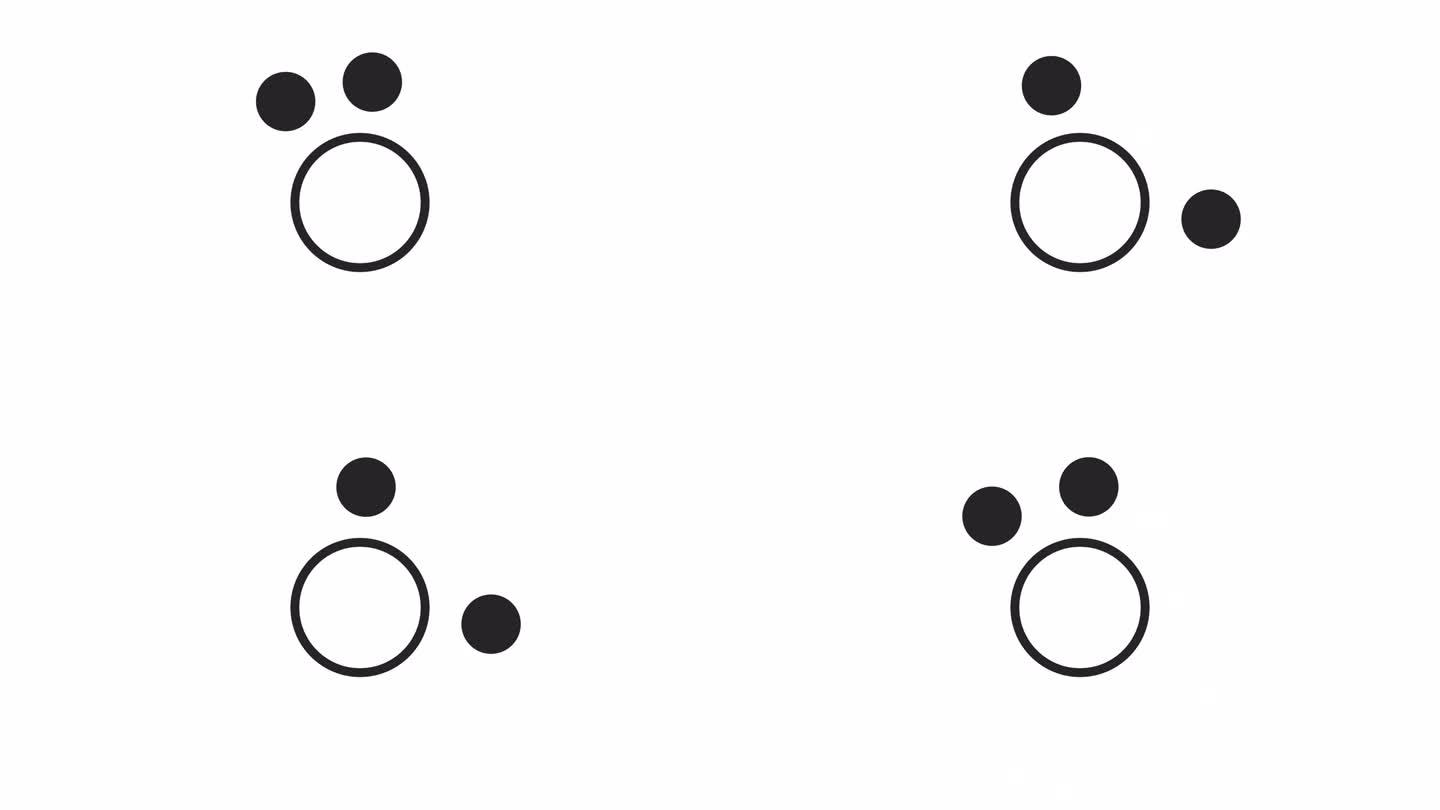 两个旋转的圆点围绕圆形黑白加载动画
