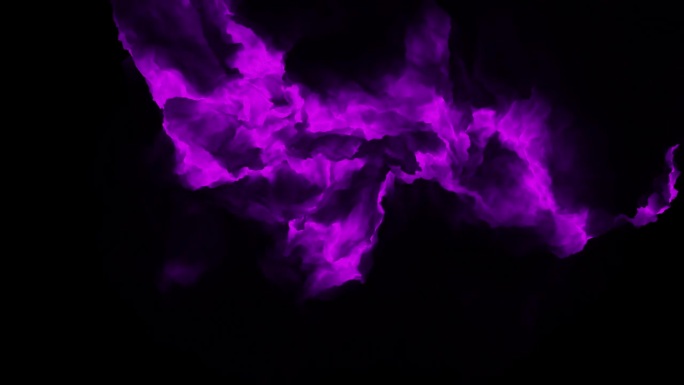 紫色的火焰在黑色的背景上闪烁
