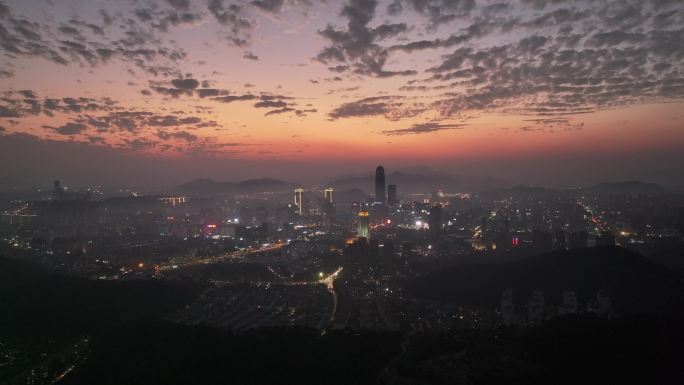 台州椒江城市大景日落夕阳航拍