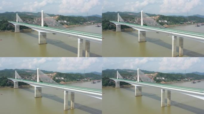 广西高速公路梧柳高速扶典口西江特大桥航拍