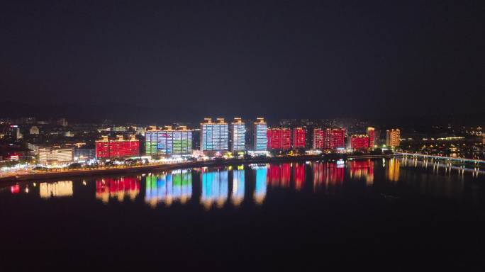 航拍于都城市夜景