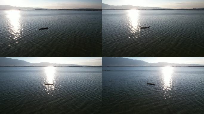 湖面 太阳 空境 水 氛围 渔船