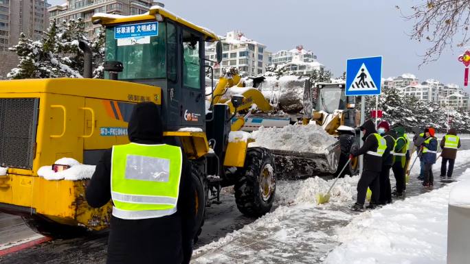 扫雪、扫雪车、环卫工人扫雪  02