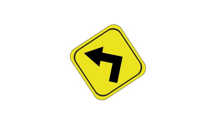 左转弯交通标志上的图标动画