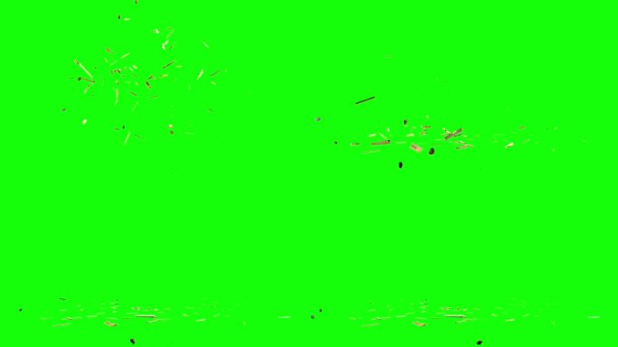 结合碎片的木材和岩石爆炸和散射在绿色屏幕背景表面。用于色度键透明混合的动画叠加。爆炸和爆破的概念。