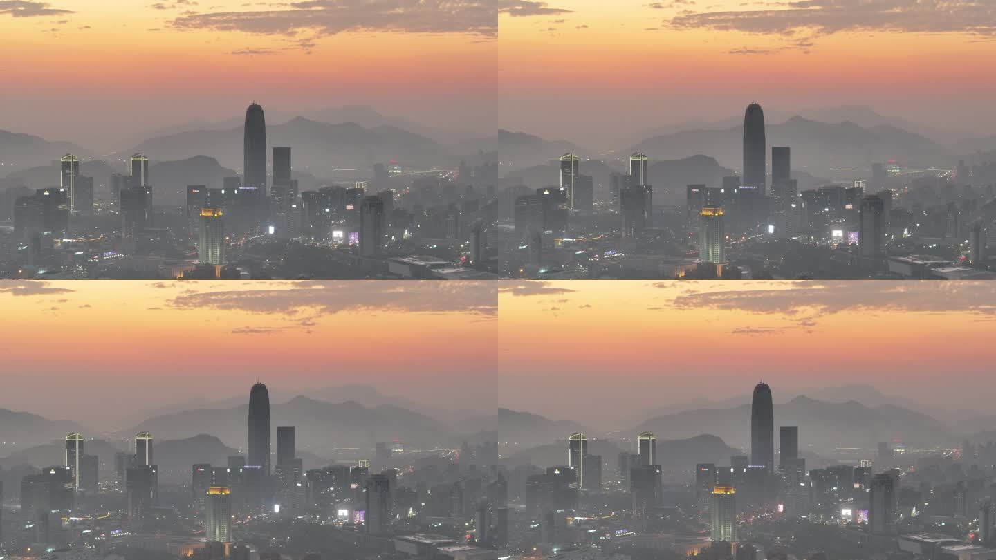 台州天盛中心日落夕阳航拍