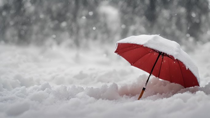 一把伞在雪地里意境