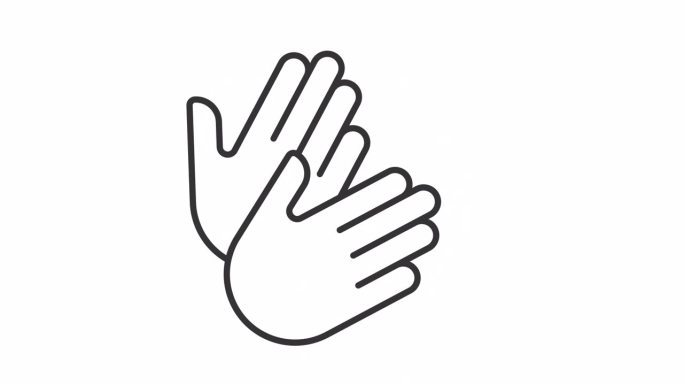 2D黑色简单细线动画双手紧握图标，透明背景高清视频，无缝循环4K视频表示手势