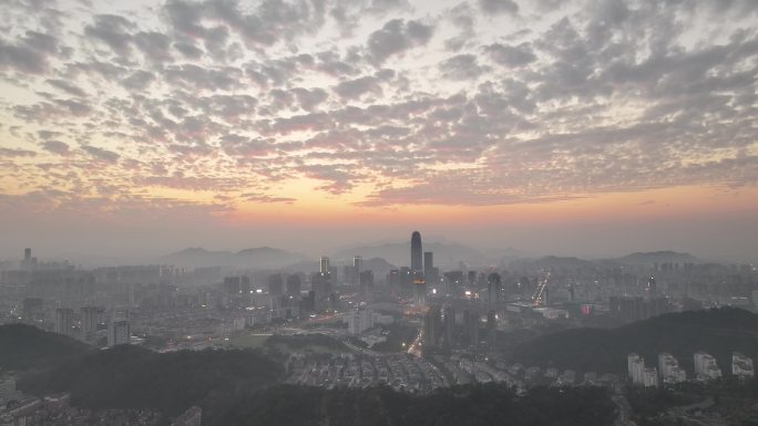 台州椒江城市大景日落夕阳航拍