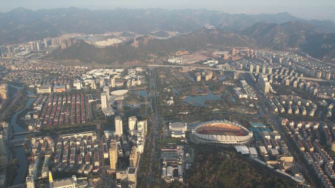 台州温岭城市大景500米高空航拍