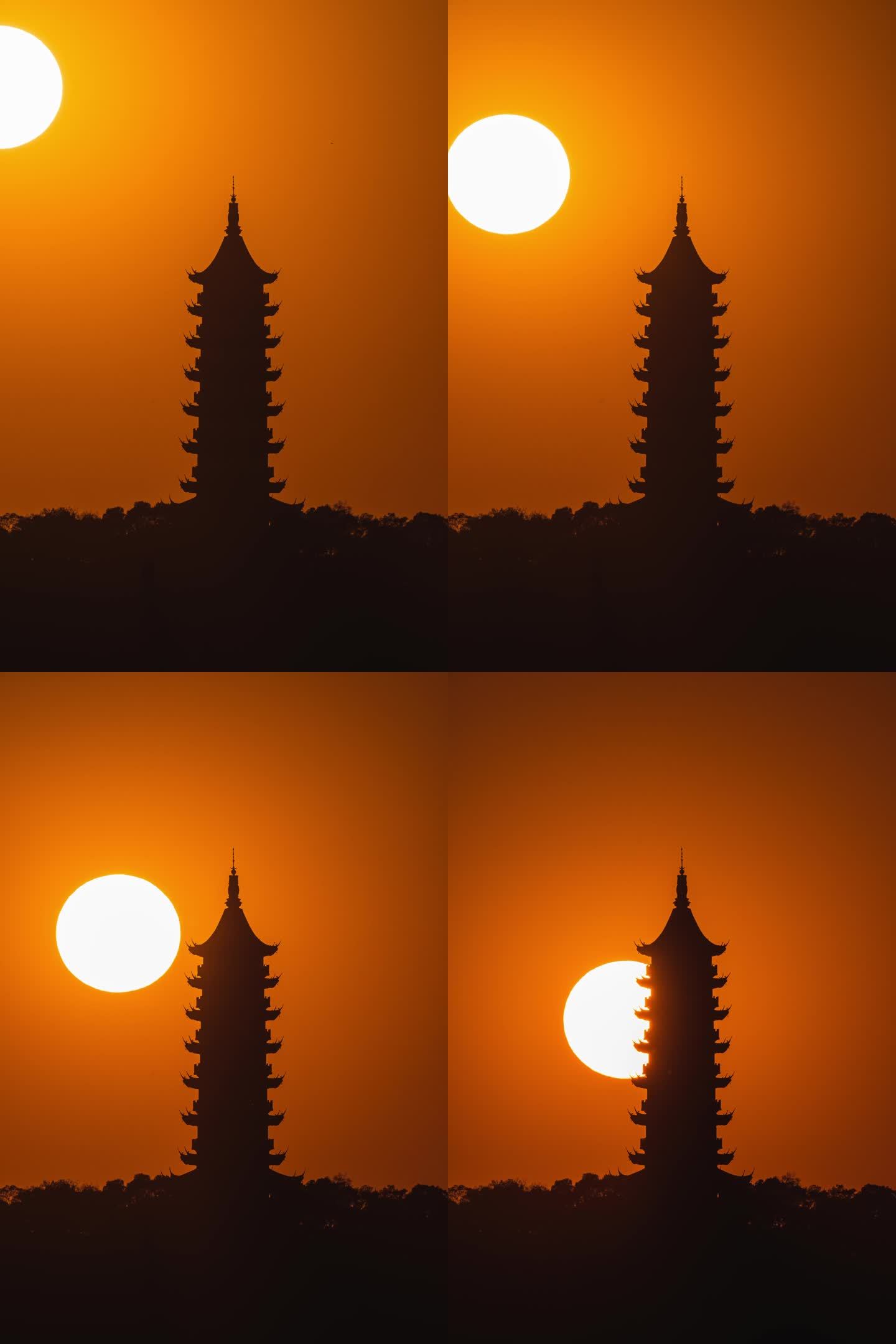 宁波鳌柱塔悬日日落