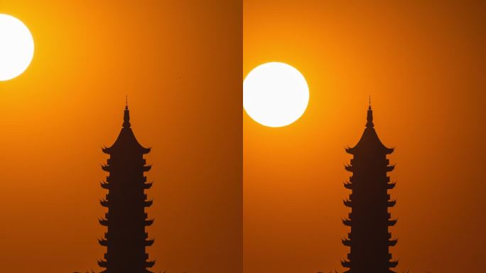 宁波鳌柱塔悬日日落