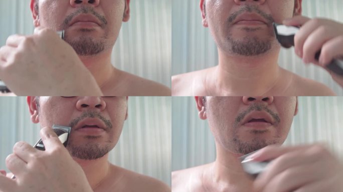 拥抱清洁:一个亚洲男人剃须和护肤的日常仪式。