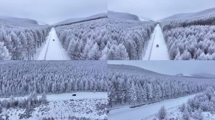 行驶在雪地的越野车