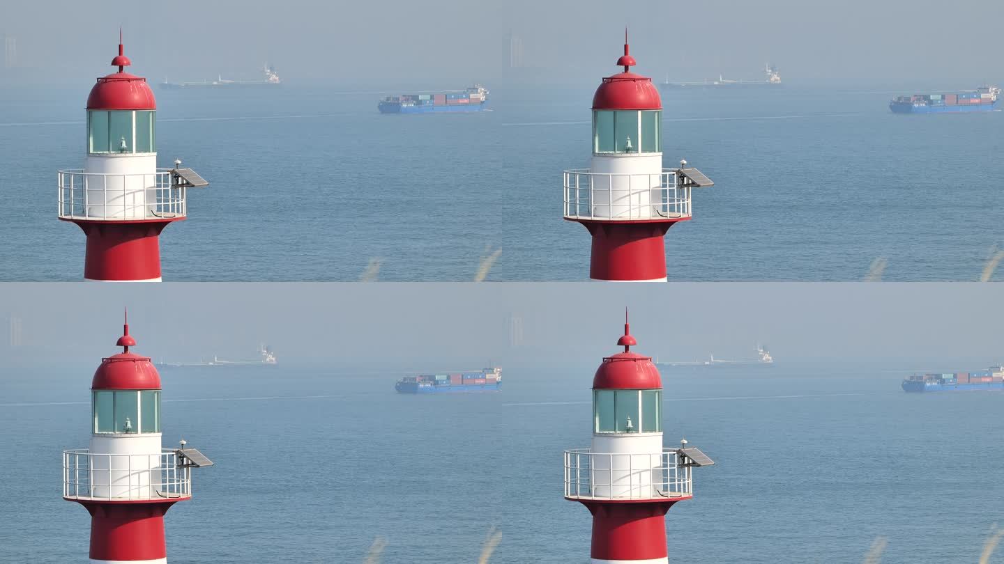 青岛大海轮船货轮灯塔实拍P1182676