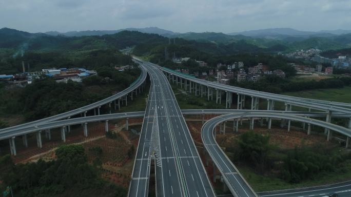 广西高速公路——梧柳高速倒水互通立交航拍