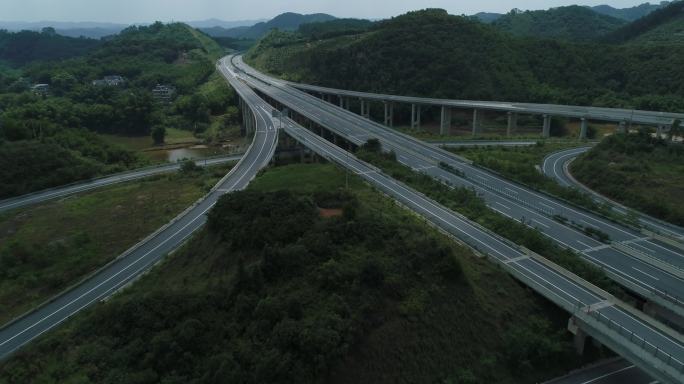 广西高速公路——梧柳高速倒水互通立交航拍
