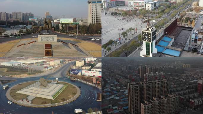 陕西渭南蒲城县城城市建筑住建规划全景航拍