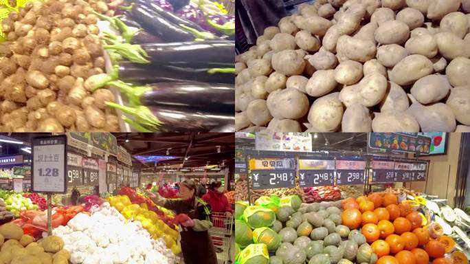 超市蔬菜区的各种蔬菜