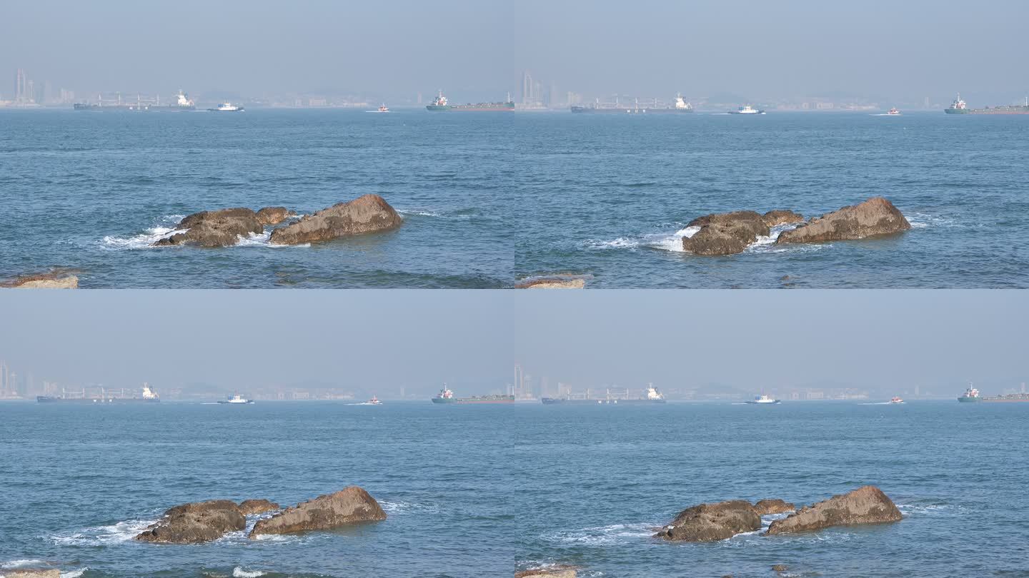 青岛大海轮船货轮灯塔实拍P1182734