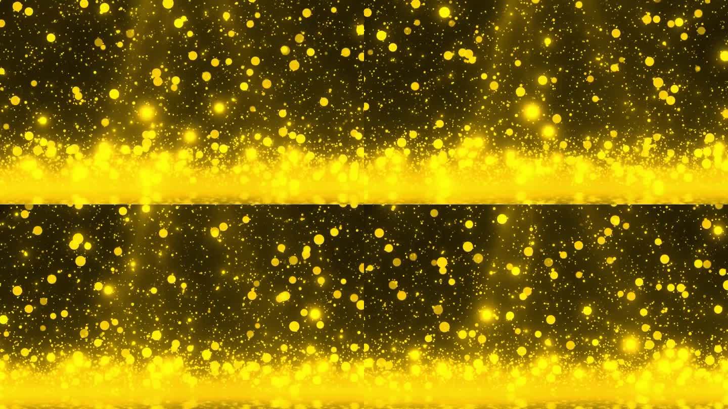黄金粒子雨抽象背景循环。