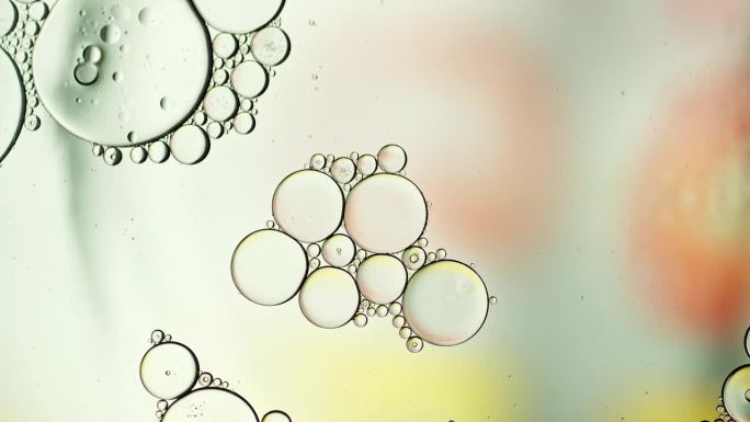 Abstract Colorful Food Oil Drops Bubbles and spher