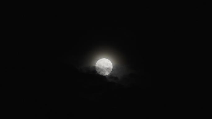4k 月亮被乌云遮蔽穿梭 若隐若现 圆月