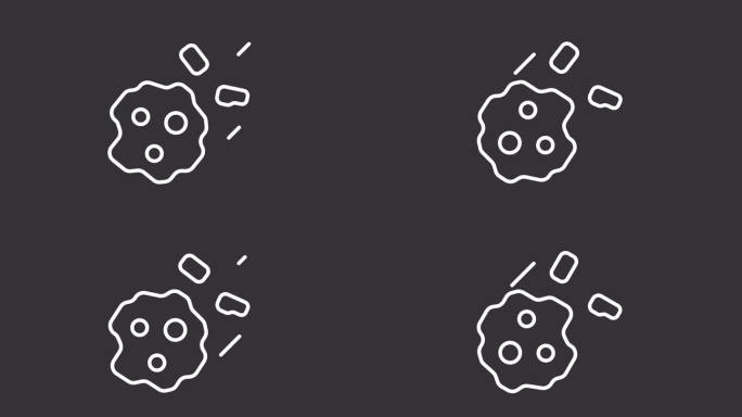 小行星2D白色简单细线动画，透明背景高清视频，代表空间的无缝循环4K视频