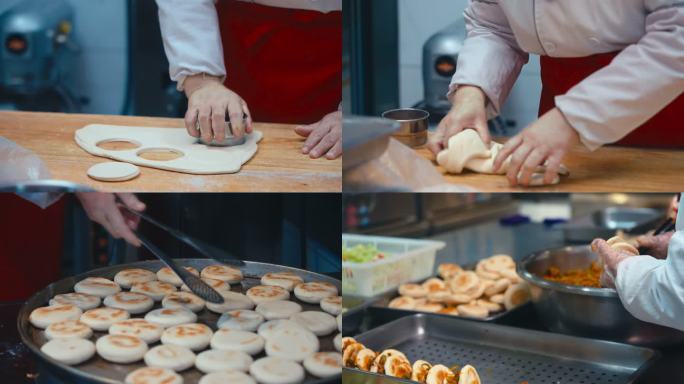 菜夹馍肉夹馍烧饼面饼传统手工制作西安小吃