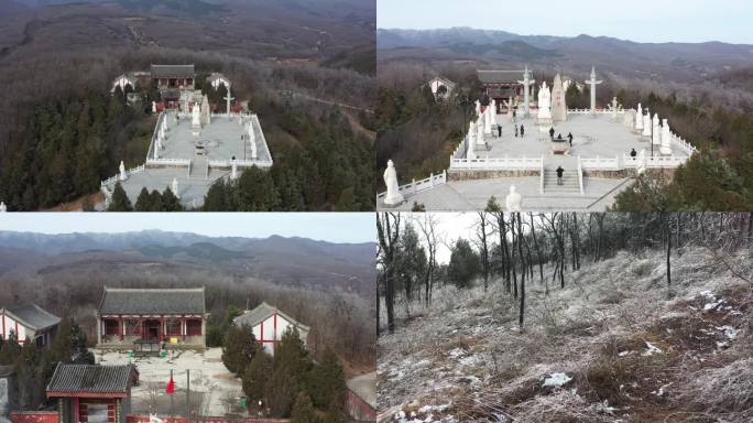 扶风县自然风光景区野河山封神台姜子牙航拍