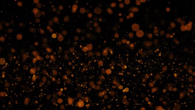 未来在太空中闪闪发光的金色粒子抽象背景与闪闪发光的金色漂浮尘埃粒子