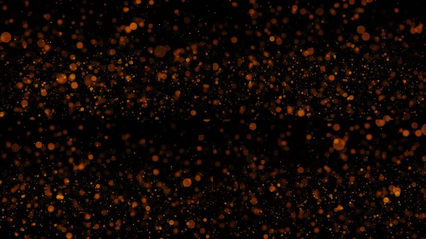 未来在太空中闪闪发光的金色粒子抽象背景与闪闪发光的金色漂浮尘埃粒子