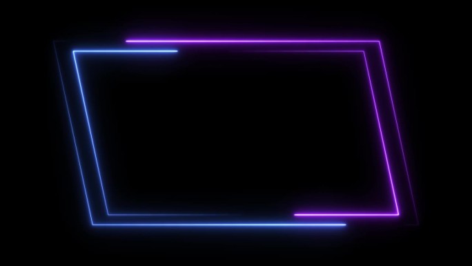 无缝循环动画矩形相框与双色调霓虹彩色4K视频运动图形隔离在透明背景。覆盖元素的未来光效果。空的拷贝空