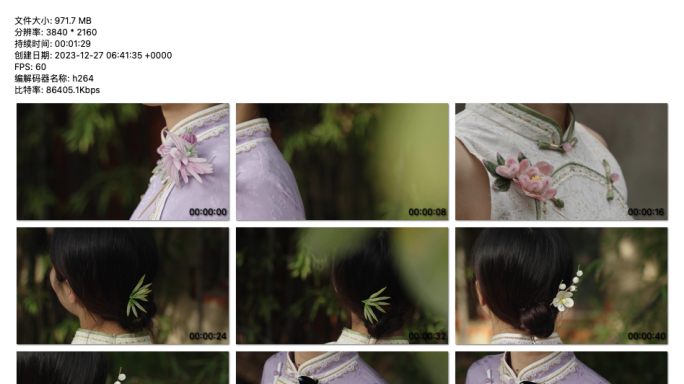4K视频 绒花：传统发饰与旗袍魅力