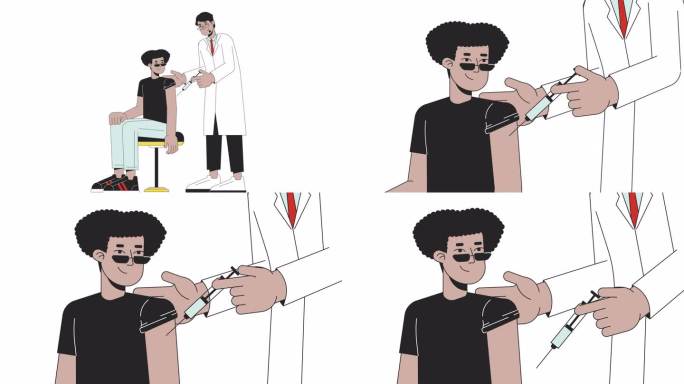 拉丁裔学生免疫男医生行2D人物动画