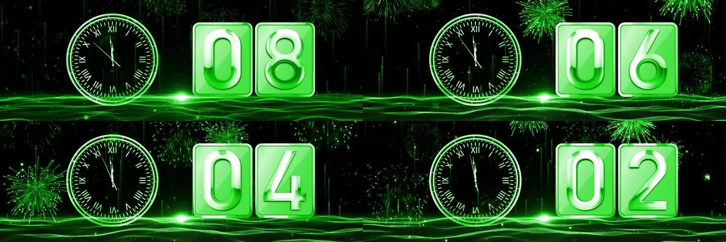 绿色10秒时钟倒数宽屏