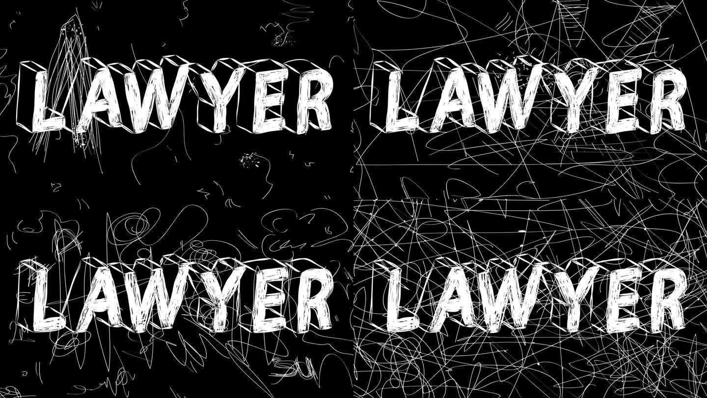 律师字动画的旧混乱的电影带垃圾效果。