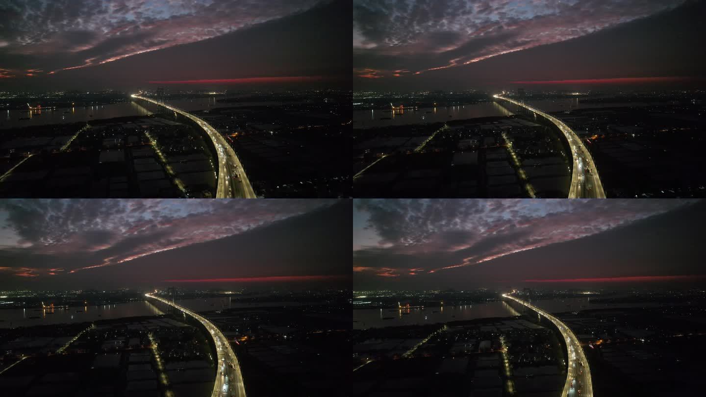 南沙大桥夜景车流
