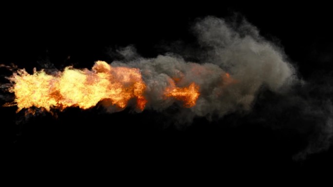 火热的油火燃烧和浓烟上升无缝循环