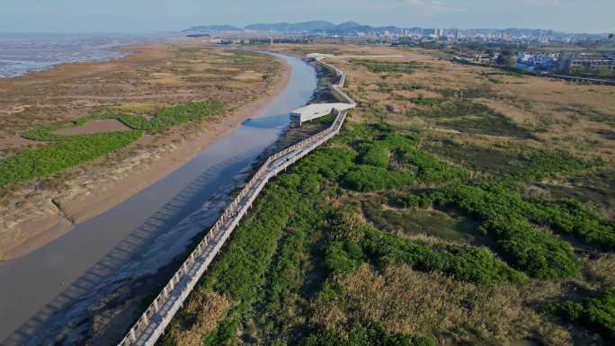 航拍福州闽江河口湿地公园