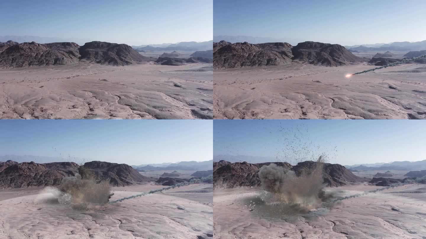 陨石撞击沙漠造成爆炸。空中